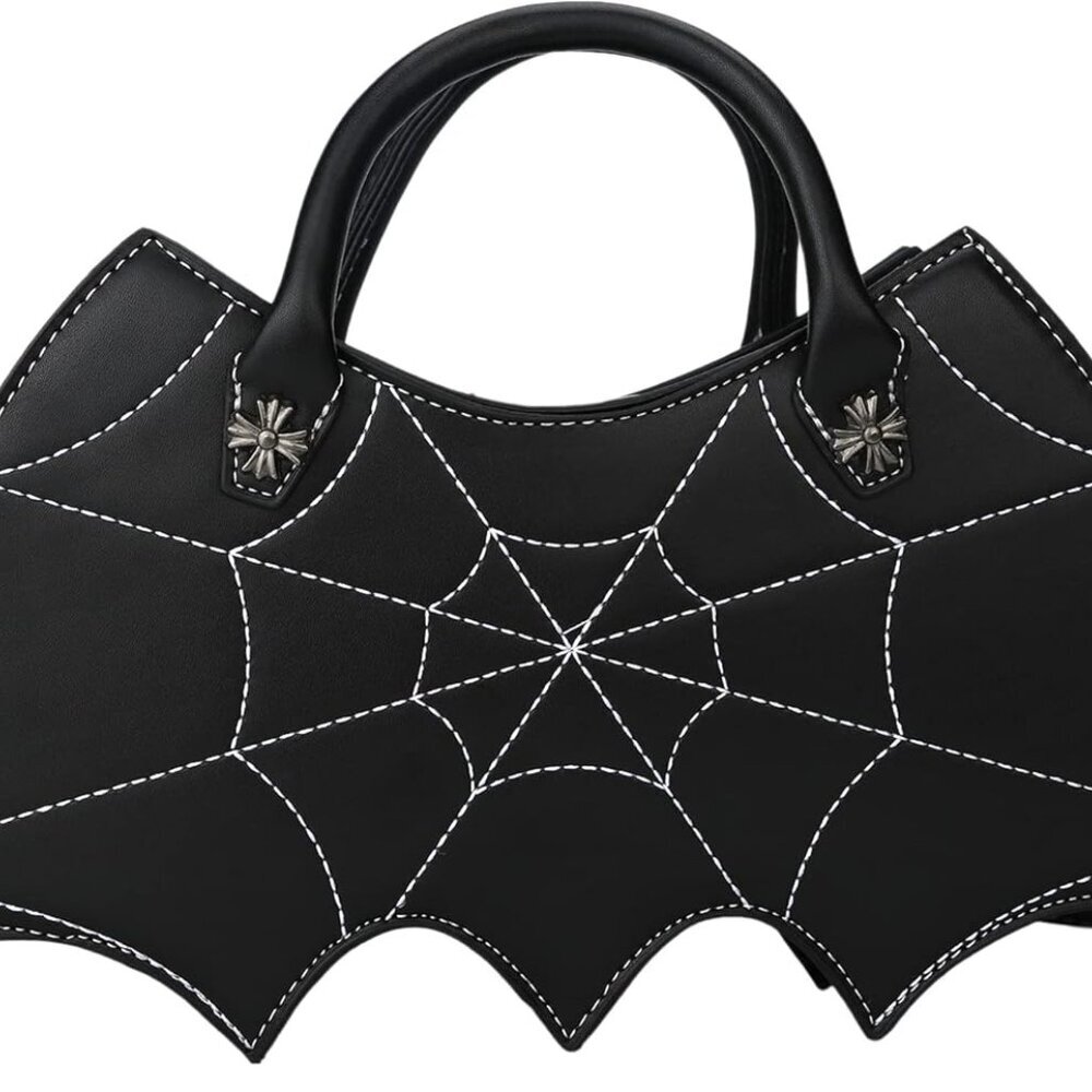 Bat wing Shoulder bag,PU Spider Web Crossbody Handbag for Women